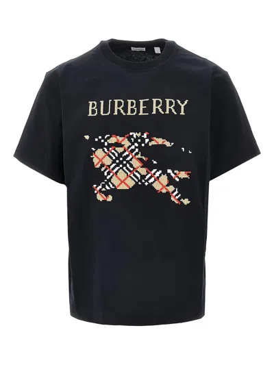 BURBERRY BURBERRY RIBBED TRIM CREW NECK T-SHIRT - SIZE M