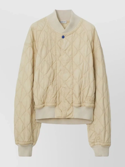 BURBERRY RIBBED TRIM NYLON QUILTED BOMBER