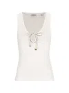 Burberry Ribbed-knit Tie-fastening Top In Neutral