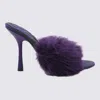 Burberry Minnie Shearling Stiletto Mule Sandals In Ribbon/royal Check