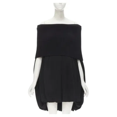 Pre-owned Burberry Riccardo Tisci Runway Ribbed Knit Foldover Cocoon Bubble Dress Uk6 Xs In Black
