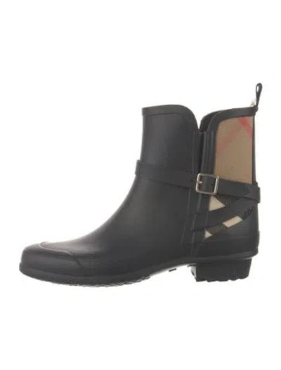 Pre-owned Burberry Riddlestone House Check Pattern Rain Boots In Multi