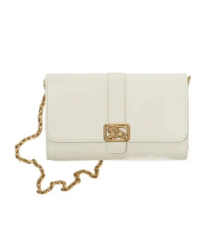 Burberry Rider Chain Strap Wallet In White
