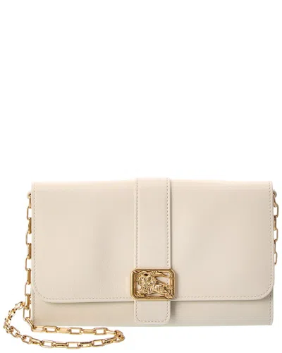 Burberry Rider Leather Wallet On Chain In Pink