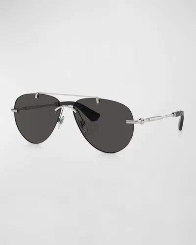 Burberry Rimless Metal Aviator Sunglasses In Silver