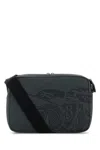 Burberry Men Charcoal Fabric Crossbody Bag