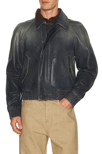 Burberry Rivaro Wax Bomber Jacket In Black