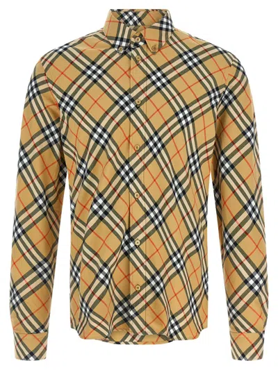 Burberry Checked Pattern Long Sleeve Button-down Shirt In Multi