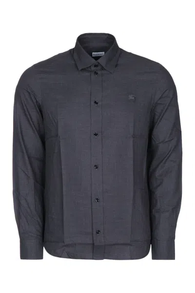 Burberry Robert Check Cotton Shirt In Blue