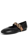 Burberry Robin Check-strap Leather Ballerina Flats In Black
