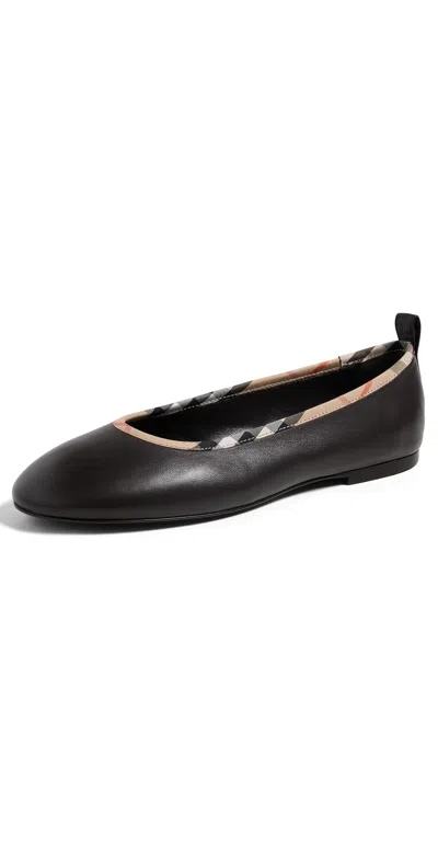 Burberry Robin Ballerina Flats Peat Brown In Black
