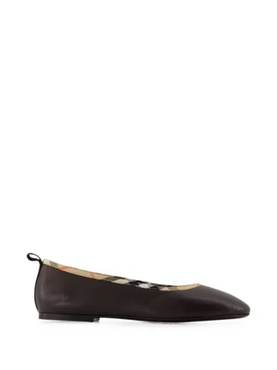 Burberry Robin Check-trim Ballet Flats In Brown