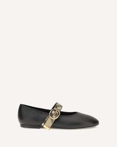 Burberry Robin Leather Ballerinas In Black