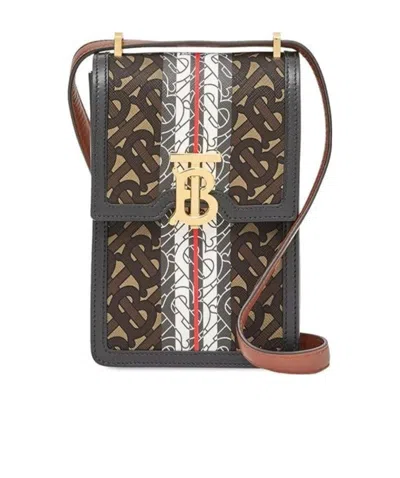 Burberry Robin Monogram Stripe Crossbody Bag In Black