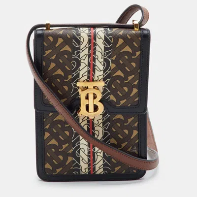 Pre-owned Burberry Robin Multicolor Tb Print Coated Canvas And Leather Crossbody Bag