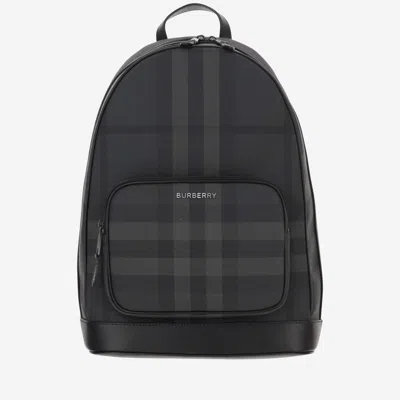 Burberry Rocco Backpack With Check Pattern In Charcoal