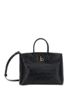 Burberry 'rocking Horse' Black Handbag With Logo Plaque On The Front And All-over Embossed Crocodile In Black