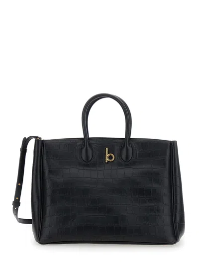 Burberry Black Rocking Horse Satchel In Multicolor