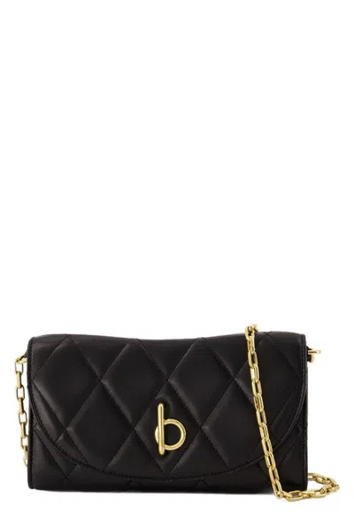 Burberry Rocking Horse Wallet On Chain - Black Leather