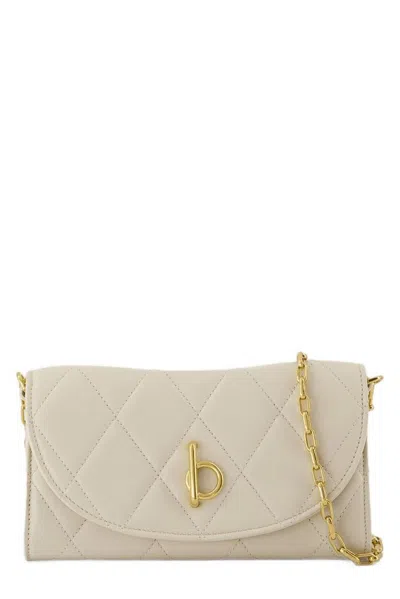 Burberry Rocking Horse Wallet On Chain - White Leather