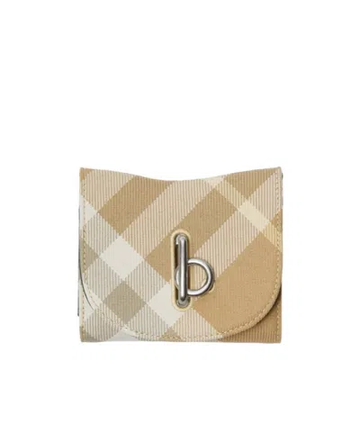 Burberry Rocking Horse Check Wallet In Nude