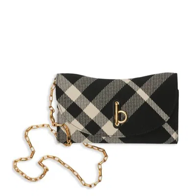 Burberry Rocking Horse Check Wallet With Chain Strap In Black