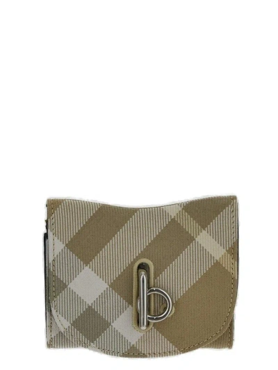 Burberry Rocking Horse Checked Folded Wallet In Beige