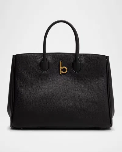 Burberry Rocking Horse Large Leather Tote Bag In Black