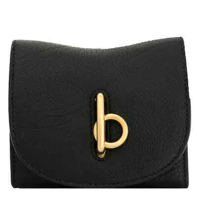 Pre-owned Burberry Rocking Horse Leather Compact Wallet In Black 8081669