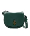 Burberry Rocking Horse Foldover-top Leather Crossbody Bag In Green