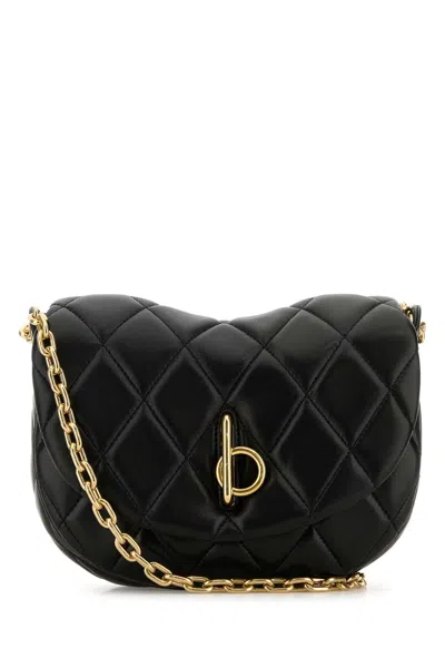 Burberry Rocking Horse Leather Shoulder Handbag With Crossbody Strap In Black
