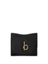 Burberry Rocking Horse Leather Compact Wallet In Black In Black