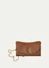 Burberry Rocking Horse Leather Wallet On Chain In Hazel