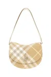 Burberry Womens Flax Rocking Horse Checked Wool-blend Shoulder Bag In Pink