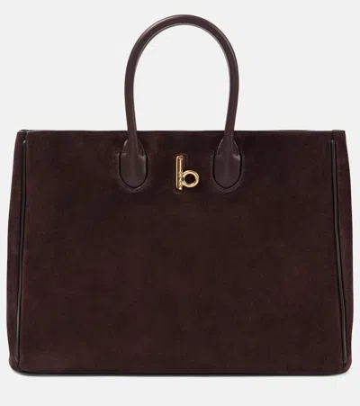 Burberry Rocking Horse Medium Suede Tote Bag In Brown