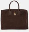 Burberry Womens Rocking Horse Suede Tote Bag Dark Brown In Brown