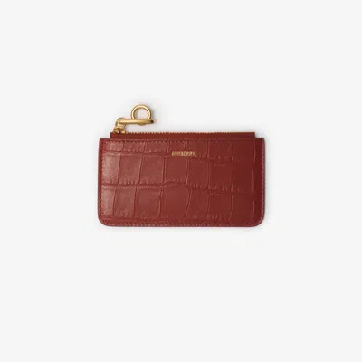 Burberry Womens Rocking Horse Croc-effect Leather Card Holder Rust
