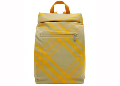 Pre-owned Burberry Roll Checked Backpack In Yellow/beige