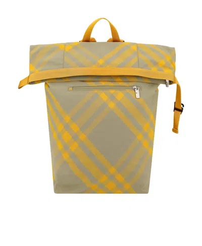 Burberry Roll Checked Backpack In Nude