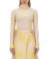 Burberry Fitted Ribbed Sweater With Diamond Pattern