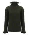Burberry Fringe Sweater With T In Green