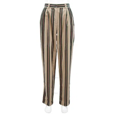 Burberry Roll-up Cuff Striped Corduroy Trousers 10 (us Size 8) In Multi