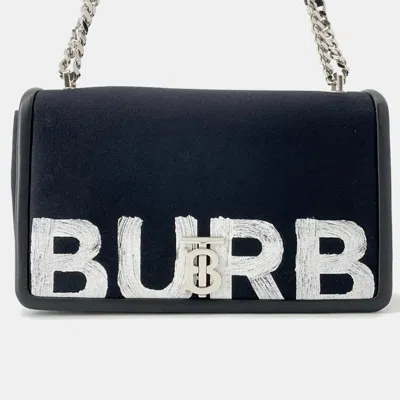 Pre-owned Burberry Roller Chain Shoulder Black/white Canvas Leather
