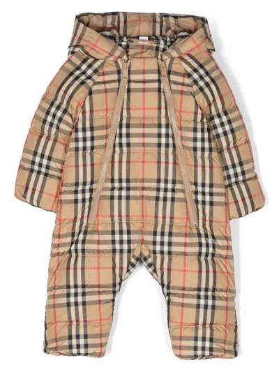 Burberry Kids' Rollo Checked Baby Body In Brown