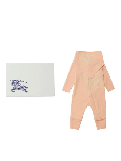 Burberry Logo-print Cotton Babygrow Set In Pink