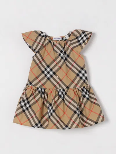 Burberry Check Print Cotton Gabardine Dress In Beige
