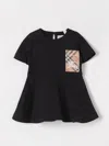 Burberry Check Label Cotton Dress In Black