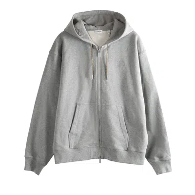 Pre-owned Burberry Rory Check Zip Hoodie 'pale Grey Melange' | Men's Size L In Gray