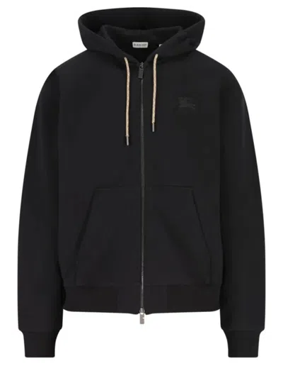 Burberry Rory Chk Pch Zip Hoodie In Black
