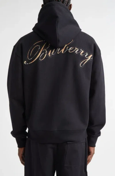 Burberry Rory Logo Embroidered Cotton French Terry Zip Hoodie In Multi
